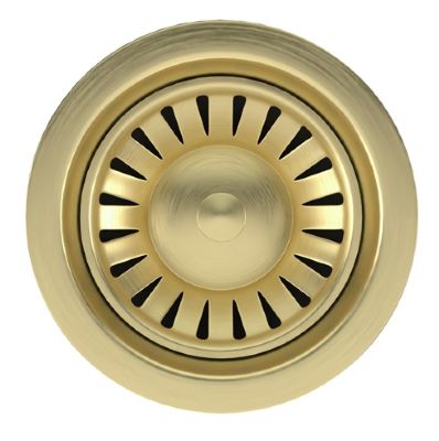 ELLSI BRUSHED BRASS FINISH STAINLESS STEEL 90mm BASKET STRAINER WASTE without OVERFLOW, PDT-000302