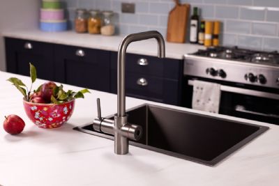 ELLSI IMPROMTA Biometric Controlled Gun Metal 3-in-1 Instant Hot Water 'D' Shaped Kitchen Tap with Boiler & Filter, PDT-001082-215(BIO)-52 ELLSI IMPROMTA Biometric Controlled Gun Metal 3-in-1 Instant Hot Water 'D' Shaped Kitchen Tap with Boiler & Filter, PDT-001082-215(BIO)-52