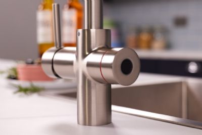 ELLSI IMPROMTA Biometric Controlled Brushed Steel 3-in-1 Instant Hot Water 'D' Shaped Kitchen Tap with Boiler & Filter, PDT-001083-215(BIO)-52 ELLSI IMPROMTA Biometric Controlled Brushed Steel 3-in-1 Instant Hot Water 'D' Shaped Kitchen Tap with Boiler & Filter, PDT-001083-215(BIO)-52