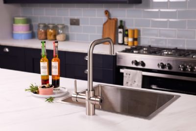 ELLSI IMPROMTA Biometric Controlled Brushed Steel 3-in-1 Instant Hot Water 'D' Shaped Kitchen Tap with Boiler & Filter, PDT-001083-215(BIO)-52 ELLSI IMPROMTA Biometric Controlled Brushed Steel 3-in-1 Instant Hot Water 'D' Shaped Kitchen Tap with Boiler & Filter, PDT-001083-215(BIO)-52