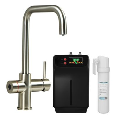 ELLSI IMPROMTA Biometric Controlled Brushed Steel 3-in-1 Instant Hot Water 'D' Shaped Kitchen Tap with Boiler & Filter, PDT-001083-215(BIO)-52 ELLSI IMPROMTA Biometric Controlled Brushed Steel 3-in-1 Instant Hot Water 'D' Shaped Kitchen Tap with Boiler & Filter, PDT-001083-215(BIO)-52