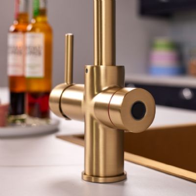 ELLSI IMPROMTA Biometric Controlled Brushed Brass 3-in-1 Instant Hot Water 'D' Shaped Kitchen Tap with Boiler & Filter, PDT-001084-215(BIO)-52 ELLSI IMPROMTA Biometric Controlled Brushed Brass 3-in-1 Instant Hot Water 'D' Shaped Kitchen Tap with Boiler & Filter, PDT-001084-215(BIO)-52