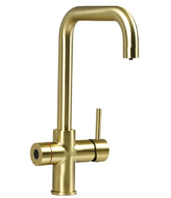 ELLSI IMPROMTA Biometric Controlled Brushed Brass 3-in-1 Instant Hot Water 'D' Shaped Kitchen Tap with Boiler & Filter, PDT-001084-215(BIO)-52