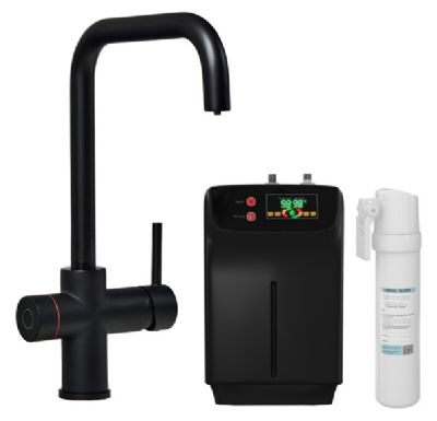 ELLSI IMPROMTA Biometric Controlled Matt Black 4-in-1 Instant Hot Water 'D' Shaped Kitchen Tap with Boiler & Filter, PDT-001088-215(BIO)-52 ELLSI IMPROMTA Biometric Controlled Matt Black 4-in-1 Instant Hot Water 'D' Shaped Kitchen Tap with Boiler & Filter, PDT-001088-215(BIO)-52