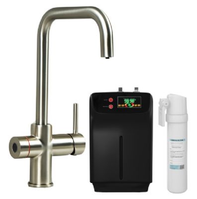 ELLSI IMPROMTA Biometric Controlled Brushed Steel 4-in-1 Instant Hot Water 'D' Shaped Kitchen Tap with Boiler & Filter, PDT-001090-215(BIO)-52 ELLSI IMPROMTA Biometric Controlled Brushed Steel 4-in-1 Instant Hot Water 'D' Shaped Kitchen Tap with Boiler & Filter, PDT-001090-215(BIO)-52
