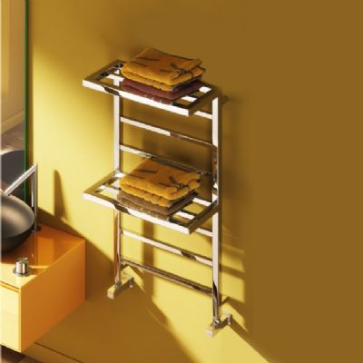 REINA ELVINA 2 CHROME MILD STEEL DESIGNER TOWEL WARMER H1000mm x W500mm, RND-EV510 REINA ELVINA 2 CHROME MILD STEEL DESIGNER TOWEL WARMER H1000mm x W500mm, RND-EV510