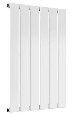 REINA FLAT SINGLE PANEL WHITE HORIZONTAL DESIGNER RADIATOR H600 x W440, RND-FL06W
