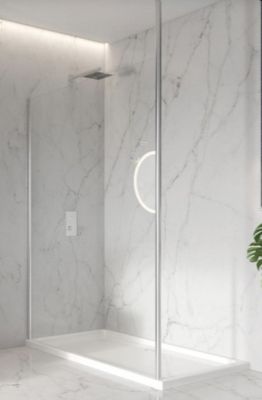 SCUDO S8 1000mm SINGLE WETROOM PANEL with FLOOR to CEILING POST, S8-WET1000CHR/SCUDPOST