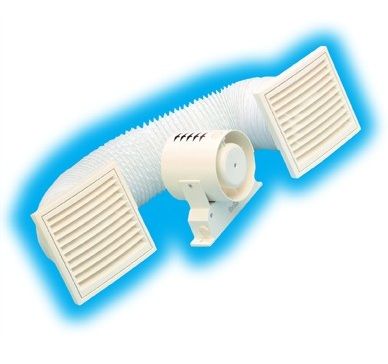 VECTAIRE WHITE IN LINE STANDARD 10cm SHOWER FAN KIT, SFK10/4