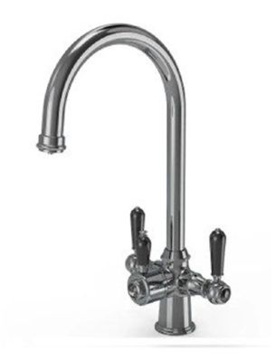 ELLSI Bishop Traditional Chrome Cruciform 3-in1 Hot Water Kitchen Tap, Black Ceramic Levers with Boiler & Filter, PDT-000271-215-5 (EL) *SPECIAL OFFER*
