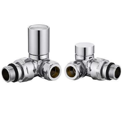 TAILORED MODERN ROUND CHROME CORNER TOWEL RAIL RADIATOR VALVES, 0049 (TB)