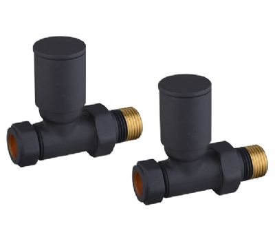 TAILORED MODERN ROUND ANTHRACITE STRAIGHT RADIATOR VALVES, 0167 (TB)