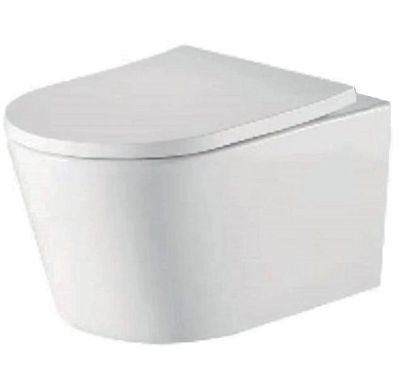 TAILORED FERRARA PLUS WALL HUNG RIMLESS BACK TO WALL 'D' SHAPED WC with SOFT CLOSE SEAT, 6028 (TB)