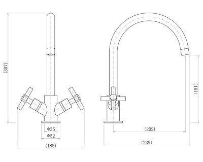 TRISEN PROSE CHROME DUAL CROSS HANDLE SWAN NECK KITCHEN MONO SINK MIXER TAP with SWIVEL SPOUT, TK017 **SPECIAL OFFER** TRISEN PROSE CHROME DUAL CROSS HANDLE SWAN NECK KITCHEN MONO SINK MIXER TAP with SWIVEL SPOUT, TK017 **SPECIAL OFFER**