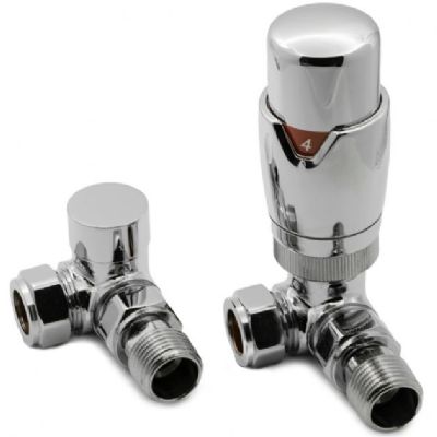 REINA MODAL TRV THERMOSTATIC CHROME CORNER RADIATOR VALVE with LOCKSHIELD, VLV-MDLCC