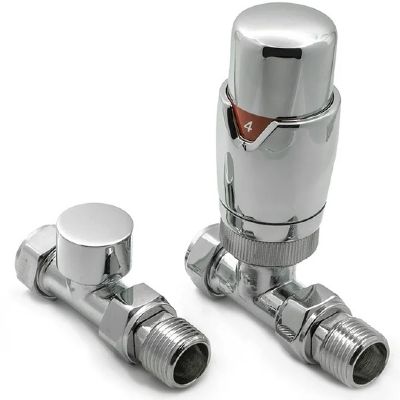 REINA MODAL TRV THERMOSTATIC CHROME STRAIGHT RADIATOR VALVE with LOCKSHIELD, VLV-MDLCS