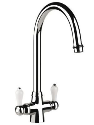 CARRON PHOENIX WINDSOR CHROME & WHITE MONO TRADITIONAL SINK MIXER TAP with SWIVEL SPOUT, 115.0281.850