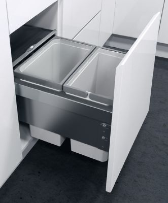 HAFELE VAUTH-SAGEL 2 x 10L SILVER GREY SOFT CLOSING PULL-OUT WASTE BIN, 503.04.503