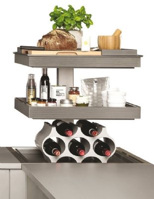 HAFELE NINKA QANTO VERTICAL RISING CORNER/ISLAND STORAGE UNIT with 3 TRAYS, 542.72.431