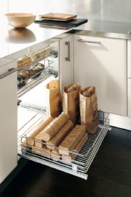 HAFELE 400mm CHROME LINEAR WIRE PULL OUT STORAGE BASKET with FRONT FIX OPTION AVAILABLE, 540.23.202