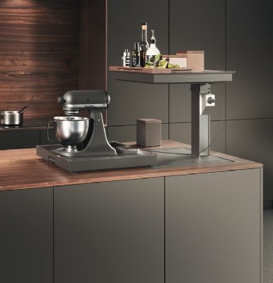 HAFELE NINKA QANTO VERTICAL RISING CORNER/ISLAND STORAGE UNIT with DECOR TOP, 542.73.491 HAFELE NINKA QANTO VERTICAL RISING CORNER/ISLAND STORAGE UNIT with DECOR TOP, 542.73.491