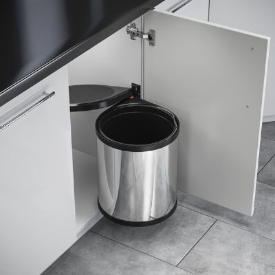 HAFELE HAILO 15L STAINLESS STEEL/BLACK MONO WASTE BIN, 502.12.041 HAFELE HAILO 15L STAINLESS STEEL/BLACK MONO WASTE BIN, 502.12.041