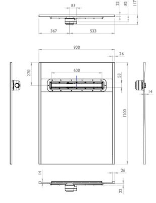 IMPEY AQUA-DEC LINEAR 2 WETROOM FLOOR FORMER 1200mm x 900mm for TILED FLOORS, AD2L1290 IMPEY AQUA-DEC LINEAR 2 WETROOM FLOOR FORMER 1200mm x 900mm for TILED FLOORS, AD2L1290