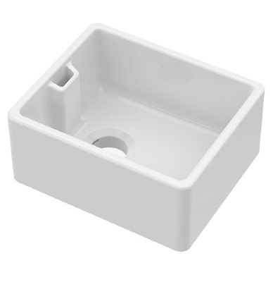 NUIE WHITE BELFAST CERAMIC SINK with WEIR OVERFLOW - W460 x D380 x H205mm, BE11018 (UF)