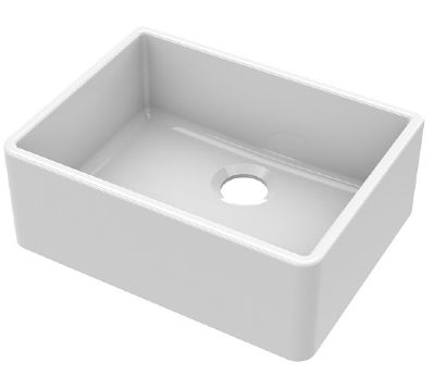 NUIE WHITE BUTLER CERAMIC SINK with CENTRAL WASTE without OVERFLOW - W595 x D450 x H220mm, BU10024 (UF)