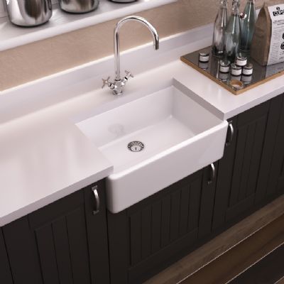 NUIE WHITE BUTLER CERAMIC SINK with CENTRAL WASTE without OVERFLOW - W595 x D450 x H220mm, BU10024 (UF) NUIE WHITE BUTLER CERAMIC SINK with CENTRAL WASTE without OVERFLOW - W595 x D450 x H220mm, BU10024 (UF)