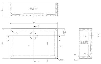 NUIE WHITE BUTLER CERAMIC SINK with CENTRAL WASTE without OVERFLOW - W795 x D500 x H220mm, BU10032 (UF) NUIE WHITE BUTLER CERAMIC SINK with CENTRAL WASTE without OVERFLOW - W795 x D500 x H220mm, BU10032 (UF)