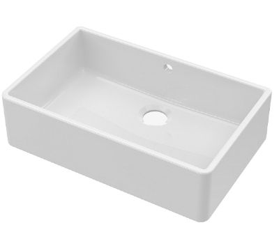 NUIE WHITE BUTLER CERAMIC SINK with CENTRAL WASTE & OVERFLOW - W795 x D500 x H220mm, BU10132 (UF)