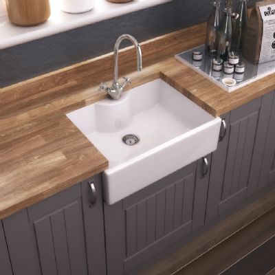 NUIE WHITE BUTLER CERAMIC SINK with CENTRAL WASTE, TAP LEDGE without OVERFLOW - W595 x D450 x H220mm, BU12024 (UF) NUIE WHITE BUTLER CERAMIC SINK with CENTRAL WASTE, TAP LEDGE without OVERFLOW - W595 x D450 x H220mm, BU12024 (UF)
