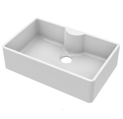 NUIE WHITE BUTLER CERAMIC SINK with CENTRAL WASTE, TAP LEDGE without OVERFLOW - W795 x D500 x H220mm, BU12032 (UF)