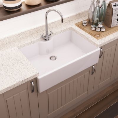 NUIE WHITE BUTLER CERAMIC SINK with CENTRAL WASTE, TAP LEDGE without OVERFLOW - W795 x D500 x H220mm, BU12032 (UF) NUIE WHITE BUTLER CERAMIC SINK with CENTRAL WASTE, TAP LEDGE without OVERFLOW - W795 x D500 x H220mm, BU12032 (UF)