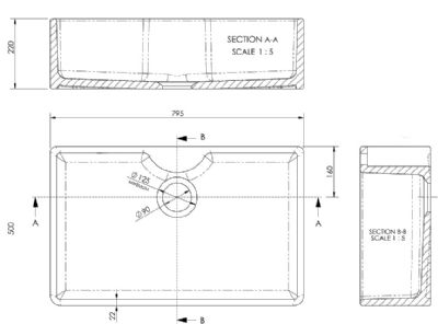 NUIE WHITE BUTLER CERAMIC SINK with CENTRAL WASTE, TAP LEDGE without OVERFLOW - W795 x D500 x H220mm, BU12032 (UF) NUIE WHITE BUTLER CERAMIC SINK with CENTRAL WASTE, TAP LEDGE without OVERFLOW - W795 x D500 x H220mm, BU12032 (UF)
