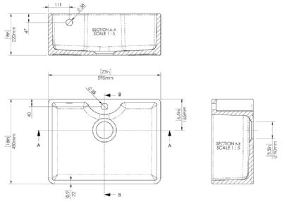 NUIE WHITE BUTLER CERAMIC SINK with CENTRAL WASTE, TAP HOLE & OVERFLOW - W595 x D450 x H220mm, BU13124 (UF) NUIE WHITE BUTLER CERAMIC SINK with CENTRAL WASTE, TAP HOLE & OVERFLOW - W595 x D450 x H220mm, BU13124 (UF)