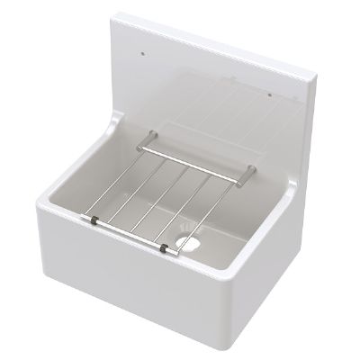 NUIE WHITE CLEANER CERAMIC SINK with GRID/GRILL - W515 x D393 x H535mm, CS10121 (UF)