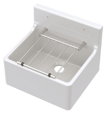 NUIE WHITE CLEANER CERAMIC SINK with GRID/GRILL - W455 x D396 x H362mm, CS10318 (UF)