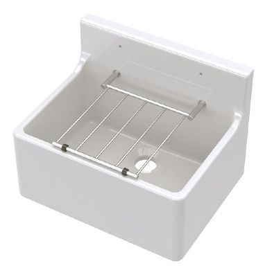 NUIE WHITE CLEANER CERAMIC SINK with GRID/GRILL - W515 x D393 x H535mm, CS10421 (UF)