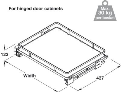 HAFELE 500mm CHROME/WHITE SOFT CLOSING FULL EXTENSION PULL OUT STORAGE BASKET SET, 540.03.705 HAFELE 500mm CHROME/WHITE SOFT CLOSING FULL EXTENSION PULL OUT STORAGE BASKET SET, 540.03.705