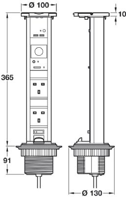 HAFELE VERTICAL POWERDOCK BLACK & ALUMINIUM with CHROME TOP COVER, IP54 RATED, 2 x 13 AMP SOCKETS, 2 x USB CONNECTORS & BLUETOOTH SPEAKER, 822.80.500 HAFELE VERTICAL POWERDOCK BLACK & ALUMINIUM with CHROME TOP COVER, IP54 RATED, 2 x 13 AMP SOCKETS, 2 x USB CONNECTORS & BLUETOOTH SPEAKER, 822.80.500