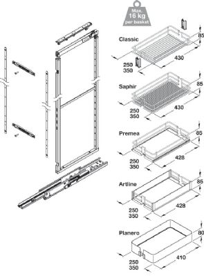 HAFELE 300mm VAUTH-SAGEL VS TALL LARDER PREMEA GREY PULL OUT LARDER UNIT with SOLID BASE WIRE BASKETS (height 1900-2150 mm), 547.49.605 HAFELE 300mm VAUTH-SAGEL VS TALL LARDER PREMEA GREY PULL OUT LARDER UNIT with SOLID BASE WIRE BASKETS (height 1900-2150 mm), 547.49.605