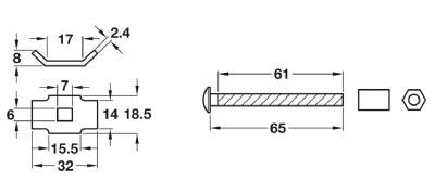 HAFELE 65mm WORKTOP CONNECTING BOLTS, 262.96.214 HAFELE 65mm WORKTOP CONNECTING BOLTS, 262.96.214