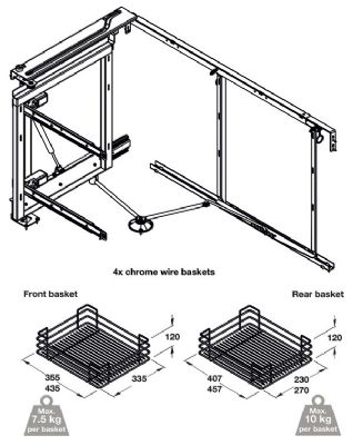 HAFELE CHROME LINEAR SOFT CLOSING SWING-OUT/MAGIC CORNER for 800mm CABINET/400mm DOOR L/H, 549.38.248 HAFELE CHROME LINEAR SOFT CLOSING SWING-OUT/MAGIC CORNER for 800mm CABINET/400mm DOOR L/H, 549.38.248