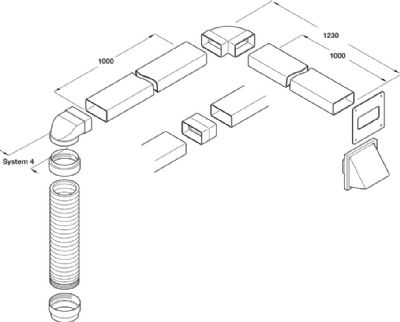 HAFELE SYSTEM 4/4a, 100mm WHITE COWLED 3m RIGID/FLEXIBLE DUCTING SET, 565.30.720 HAFELE SYSTEM 4/4a, 100mm WHITE COWLED 3m RIGID/FLEXIBLE DUCTING SET, 565.30.720