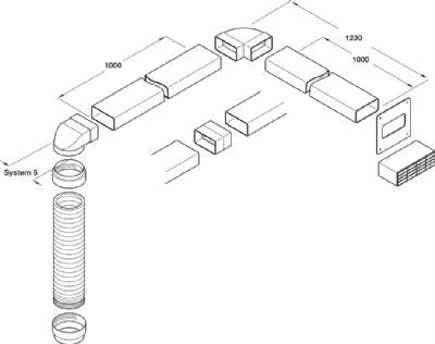 HAFELE SYSTEM 5/5a, 120mm WHITE AIRBRICK OUTLET 3m RIGID/FLEXIBLE DUCTING SET, 565.30.722 HAFELE SYSTEM 5/5a, 120mm WHITE AIRBRICK OUTLET 3m RIGID/FLEXIBLE DUCTING SET, 565.30.722