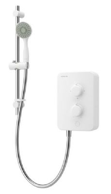 AQUALISA E1 WHITE & STAINLESS STEEL 9.5KW ELECTRIC SHOWER, E1W95 *SPECIAL OFFER*