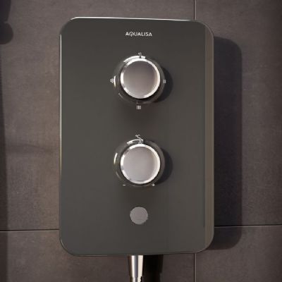 AQUALISA E2 GREY & STAINLESS STEEL 8.5KW ELECTRIC SHOWER with 3 MODE HANDSET, E2G85 AQUALISA E2 GREY & STAINLESS STEEL 8.5KW ELECTRIC SHOWER with 3 MODE HANDSET, E2G85