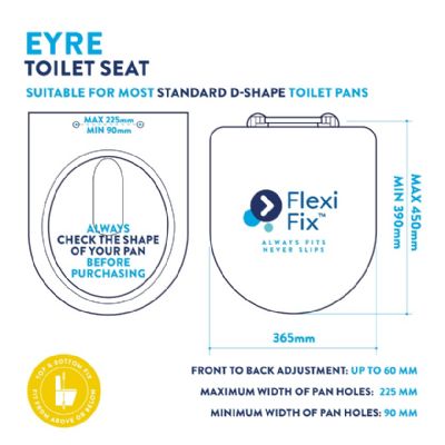 CROYDEX EYRE FLEXI FIX WHITE 'D' SHAPED SOFT CLOSE TOP FIX TOILET SEAT, WL601522H *SPECIAL OFFER* CROYDEX EYRE FLEXI FIX WHITE 'D' SHAPED SOFT CLOSE TOP FIX TOILET SEAT, WL601522H *SPECIAL OFFER*